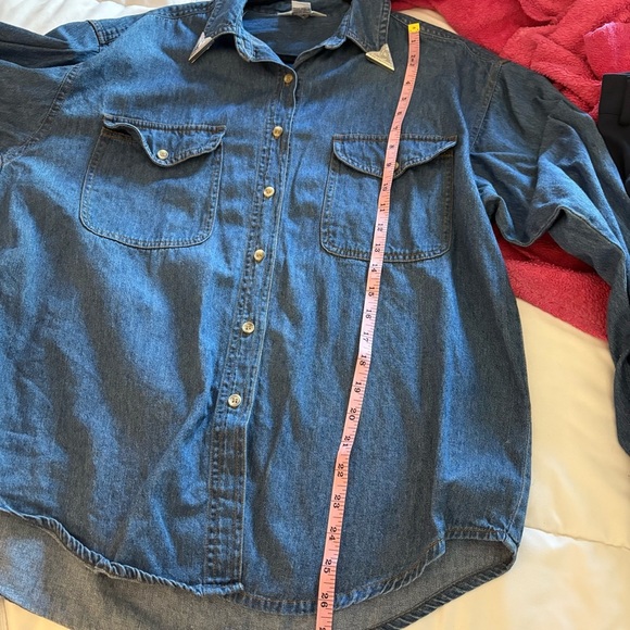 Vintage Western Northwest Blue 100% Cotton Denim Button Down Shirt - Picture 8 of 11